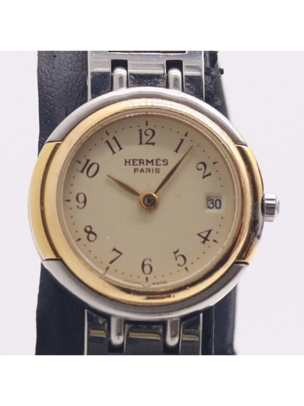 Hermes Windsor Date Gold Dial Watch